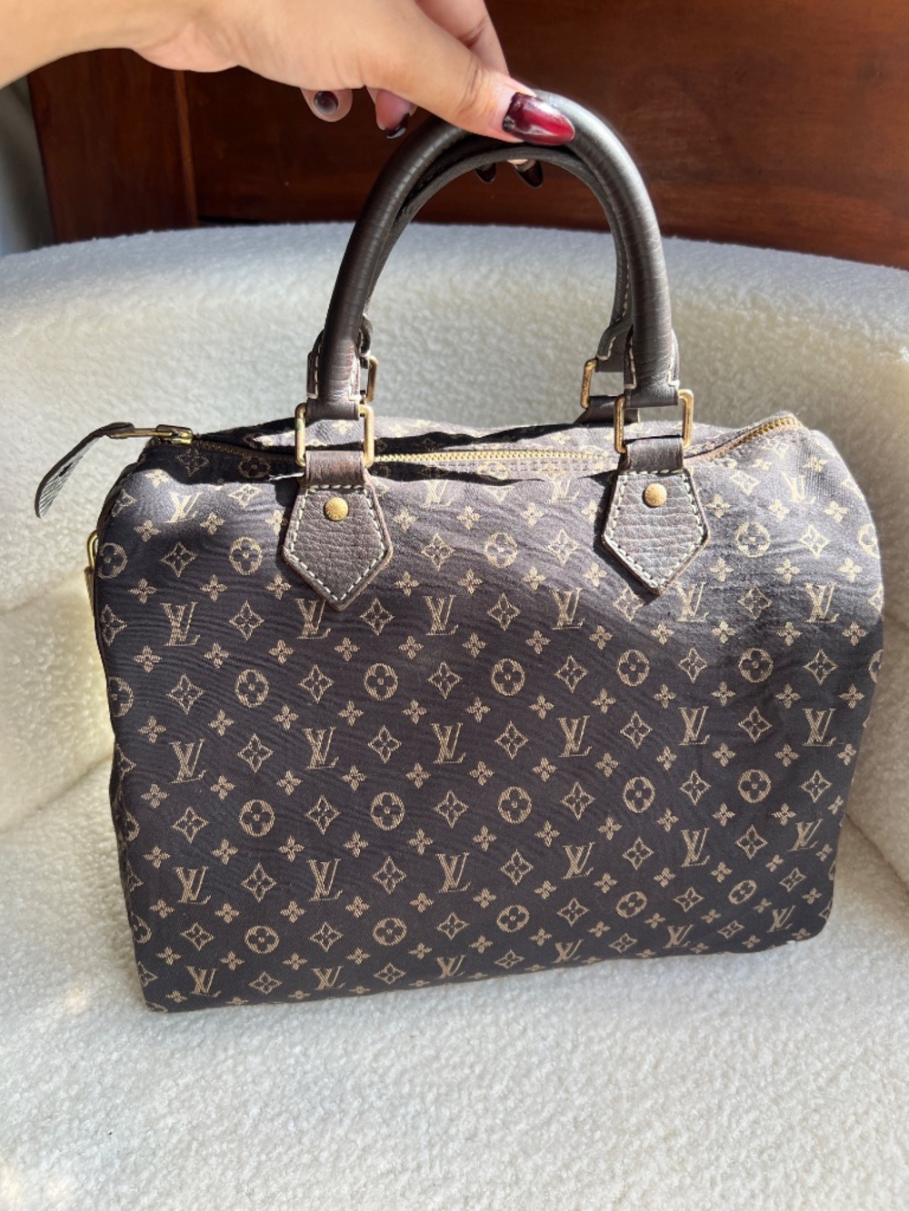 Authentic Louis Vuitton Speedy Mini Lin Brown
